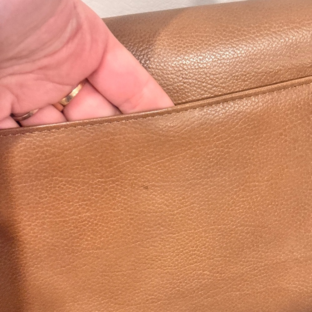 Yves Saint Laurent Vintage Brown Large Leather Envelope Clutch FULL INCLUSION - Picture 7 of 16